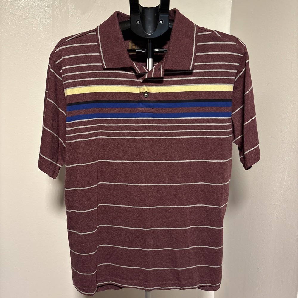 Big Sky Outfitters Polo Shirt Men Medium Striped Contrast Sleeves & Collar Golf